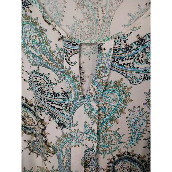 Rose&Olive Woman 1X Blouse Keyhole V Neck White Paisley Pullover 3/4 Sleeve... - Picture 4 of 9